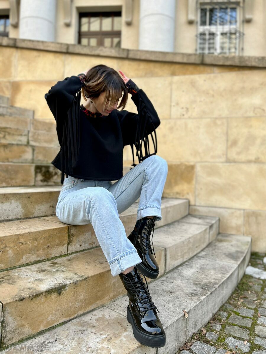 Rainbow Connection - bluza z frędzlami boho (oversize) z puszystym wnętrzem