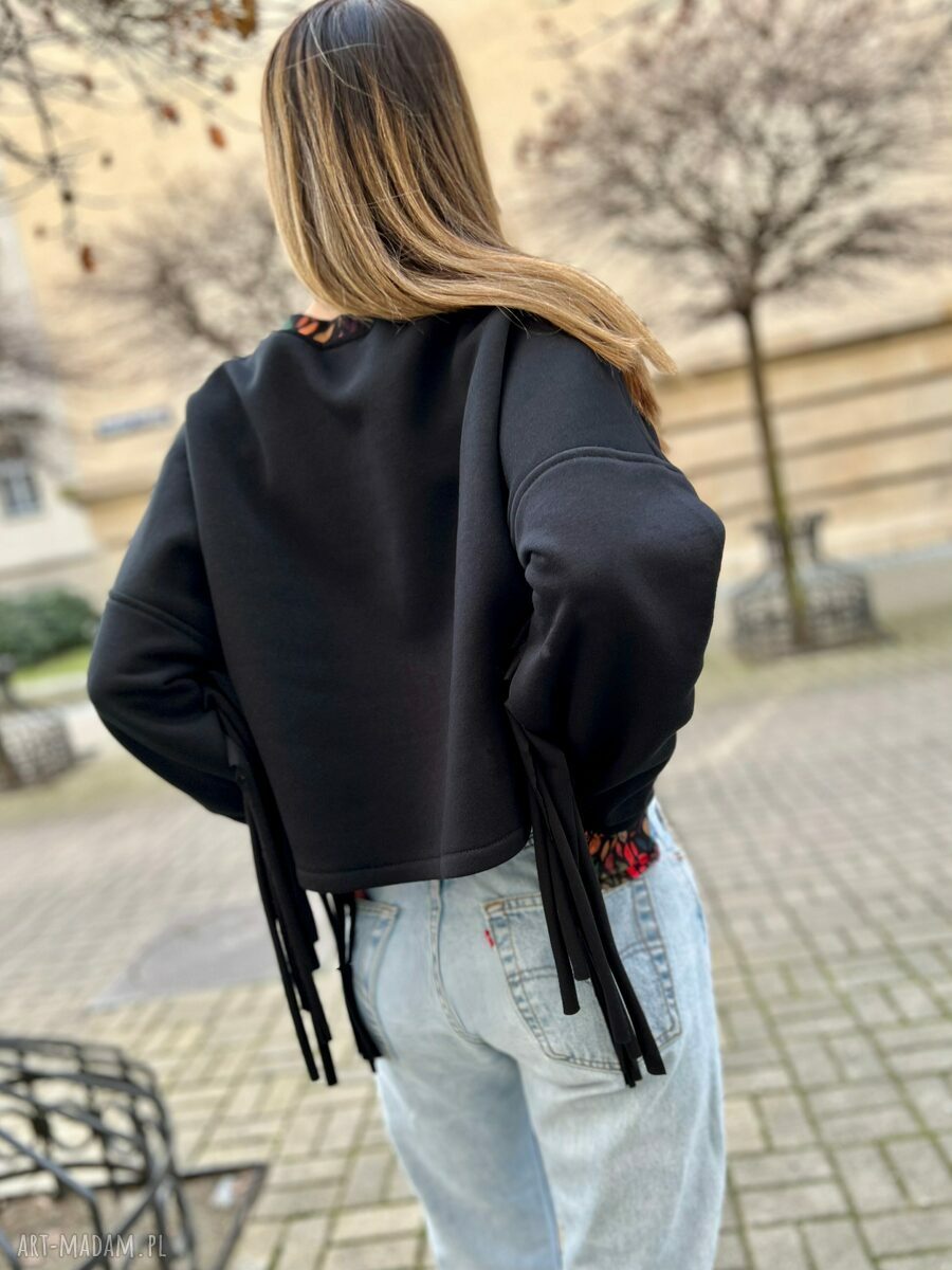 Rainbow Connection - bluza z frędzlami boho (oversize) z puszystym wnętrzem