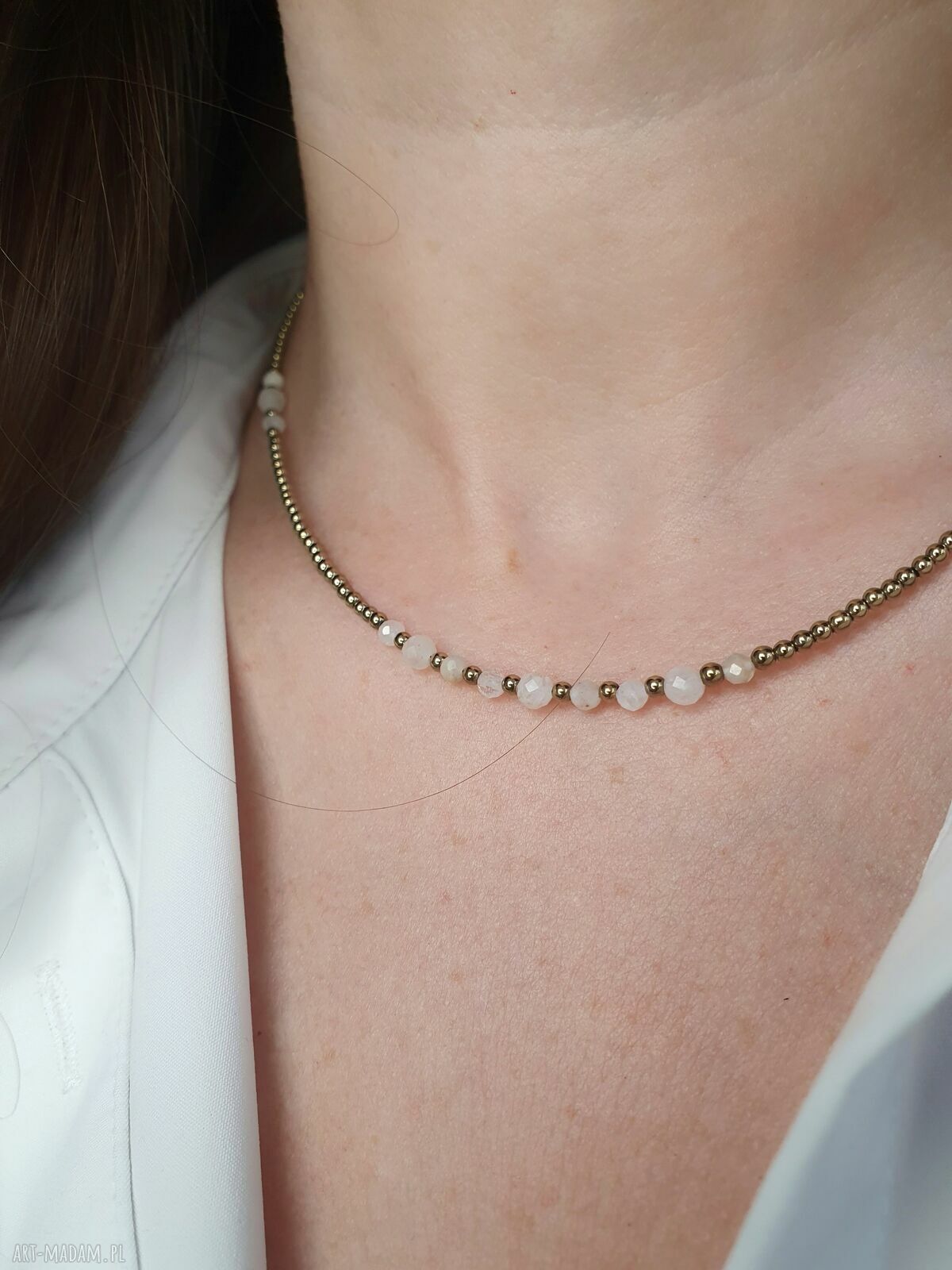 Naszyjnik choker dla Raka z kamieniami naturalnymi i hematytem
