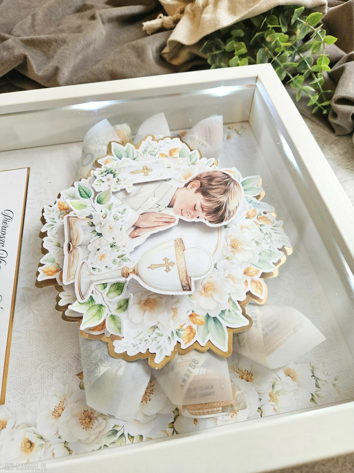 Ramka 3D na Pierwszą Komunię Świętą z LED - personalizowana