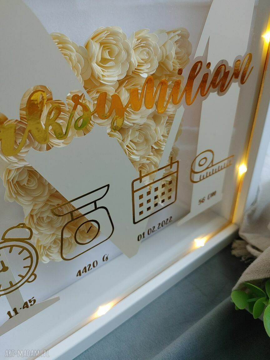 Ramka 3D z podświetleniem LED i metryczką urodzenia