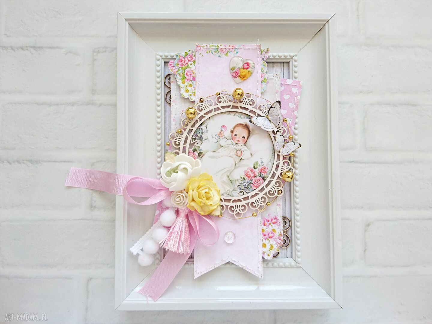 Ramka pokoju dziecięcego różowa dla dziecka pokój ozdobna shabby