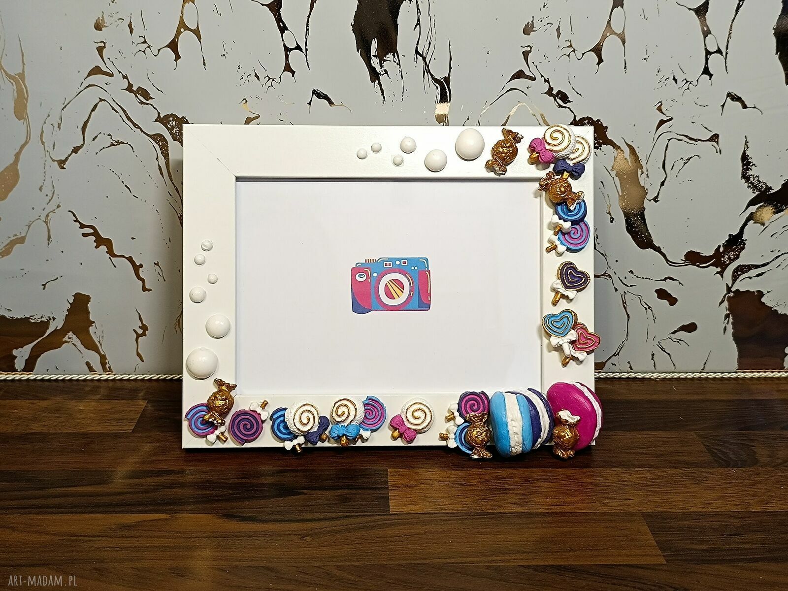 Ozdobna ramka na zdjęcia Cukierki i Makaroniki - handmade 13x18