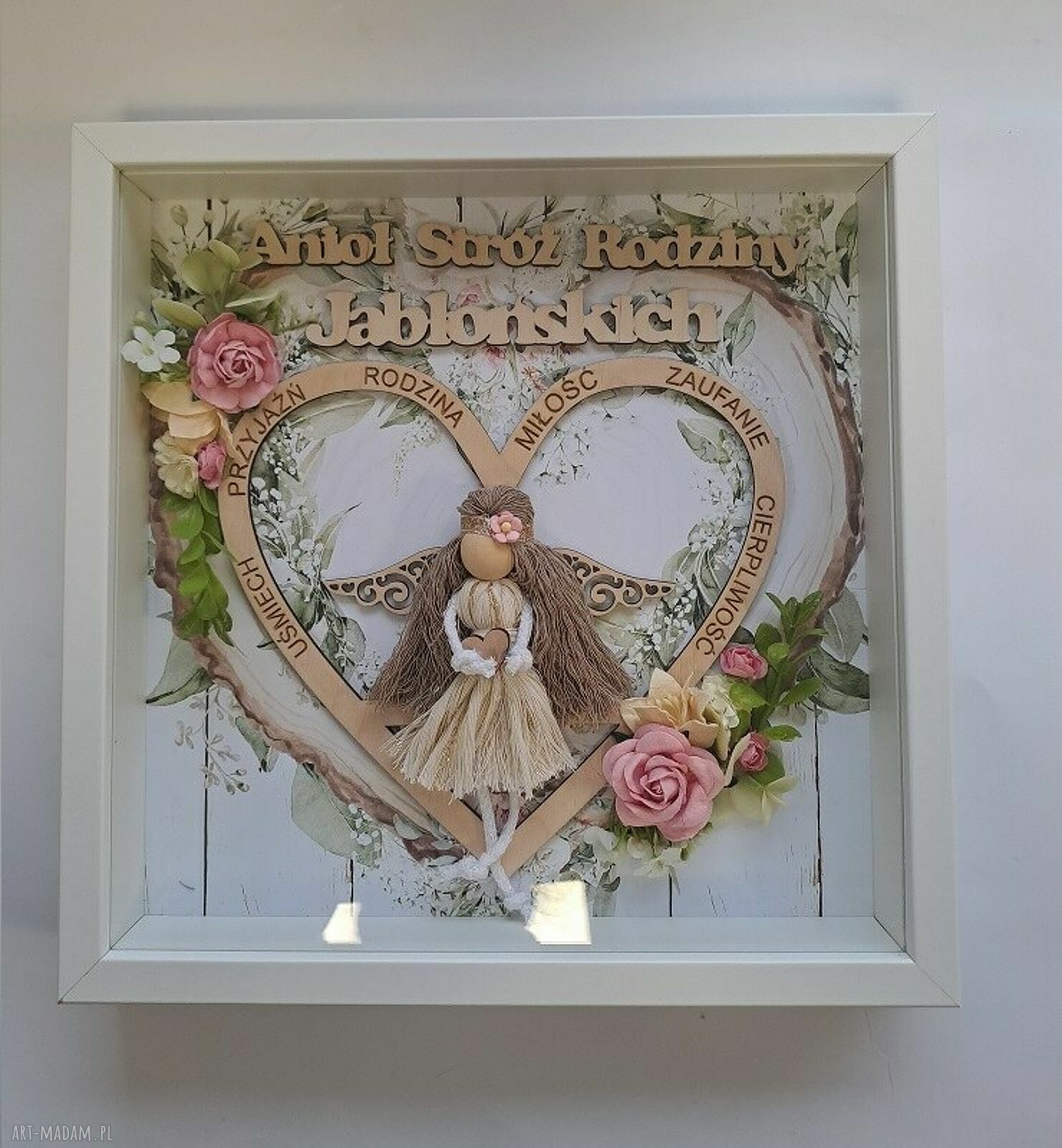 Rodzinny Anioł Stróż - ramka 3D 30x30 cm prezent personalizowany