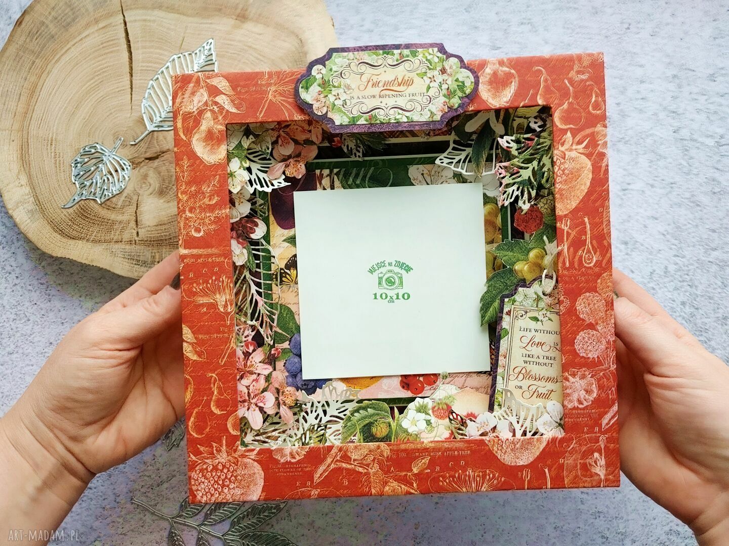 Ramka shadowbox #2 - przestrzenna na zdjęcie 10x10 cm (scrapbooking)