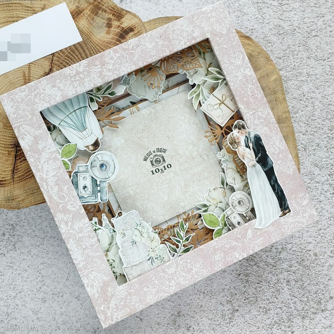 Ramka shadowbox #3 - scrapbooking na zdjęcie 10x10 cm