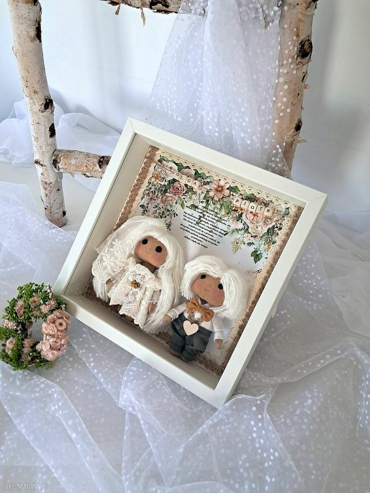 Ramka ślubna dla młodej pary (25x25 cm) - personalizowana pamiątka z parą młodych