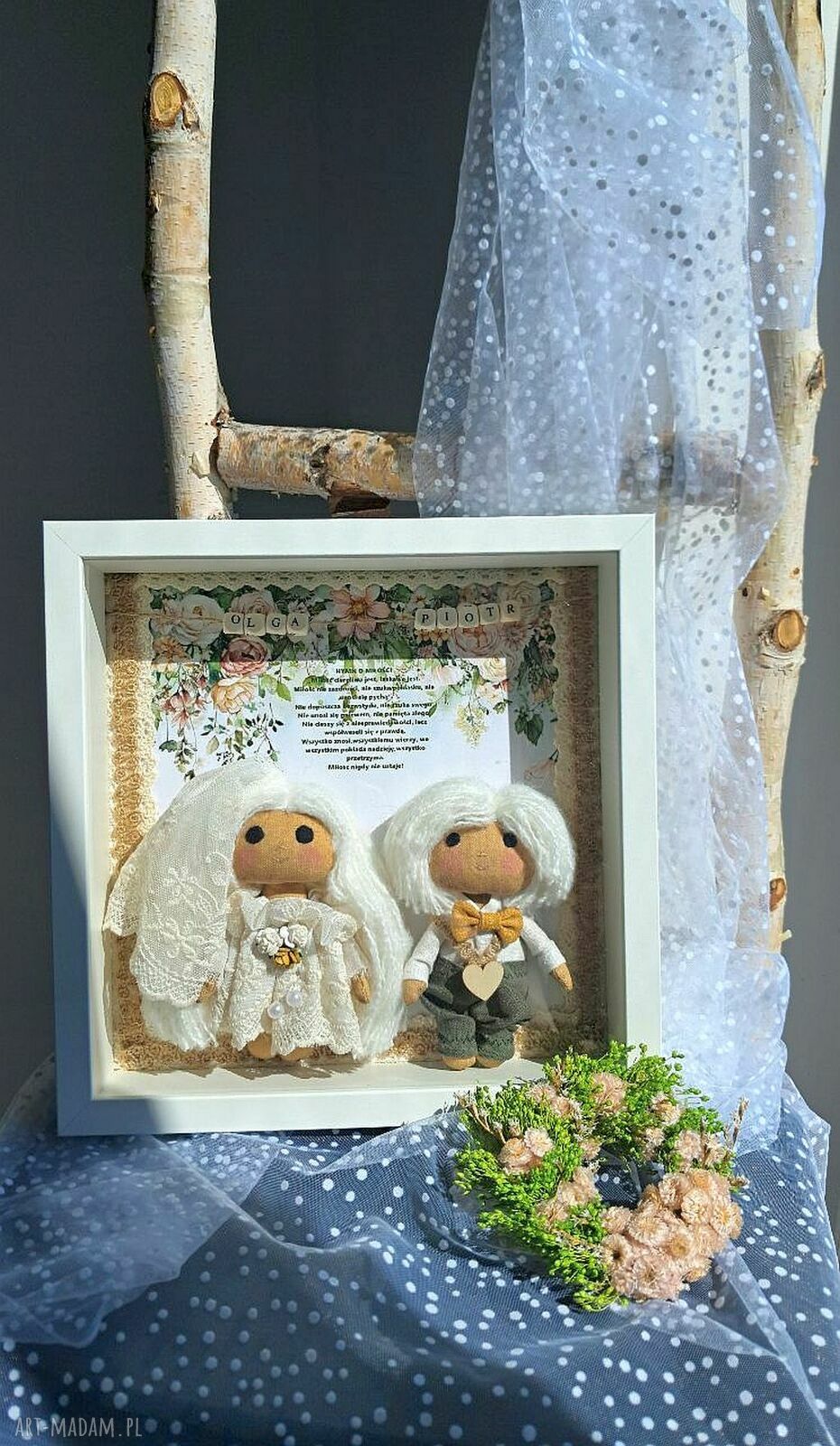 Ramka ślubna dla młodej pary (25x25 cm) - personalizowana pamiątka z parą młodych