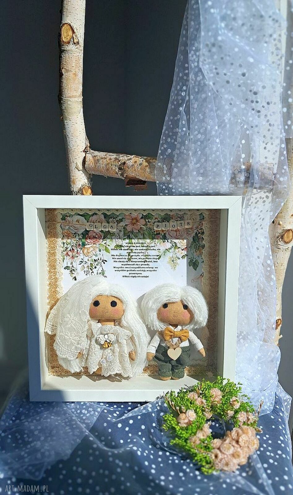 Ramka ślubna dla młodej pary (25x25 cm) - personalizowana pamiątka z parą młodych