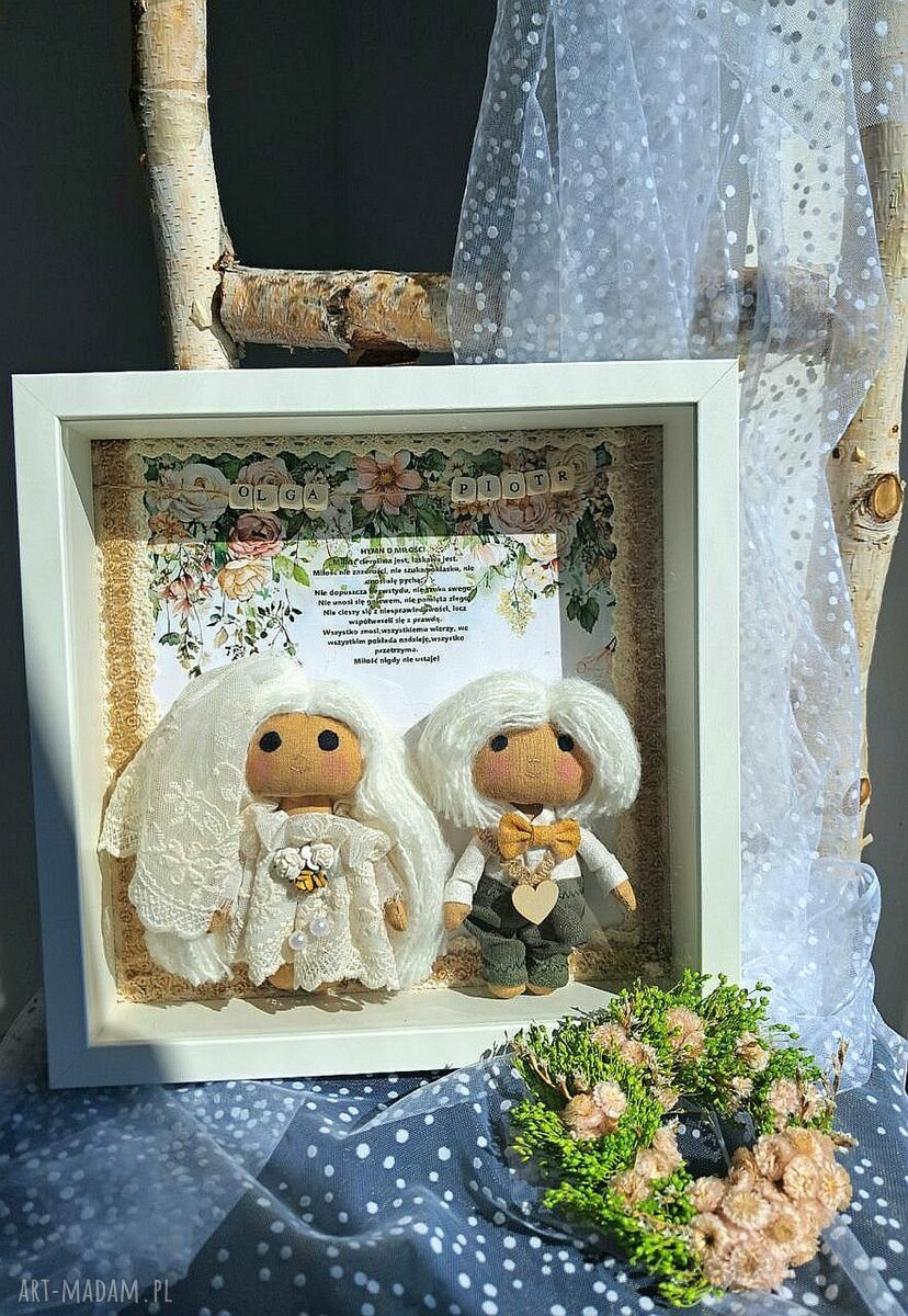 Ramka ślubna dla młodej pary (25x25 cm) - personalizowana pamiątka z parą młodych