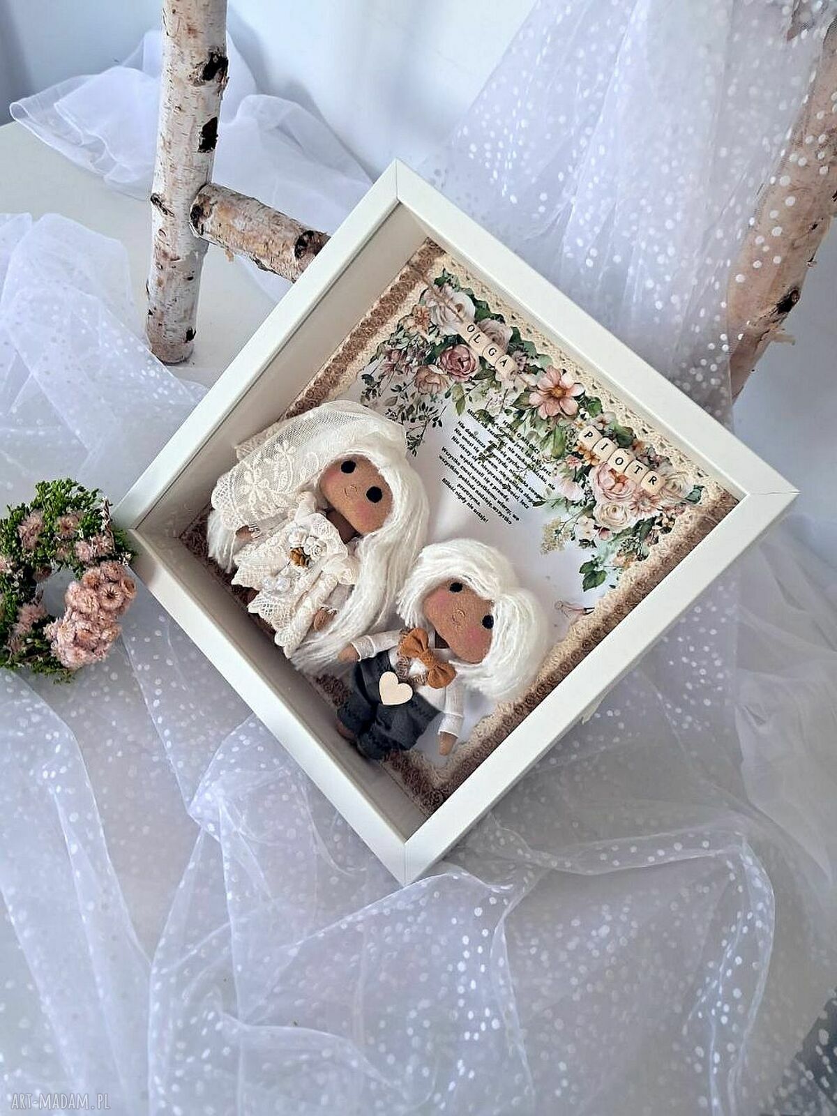Ramka ślubna dla młodej pary (25x25 cm) - personalizowana pamiątka z parą młodych