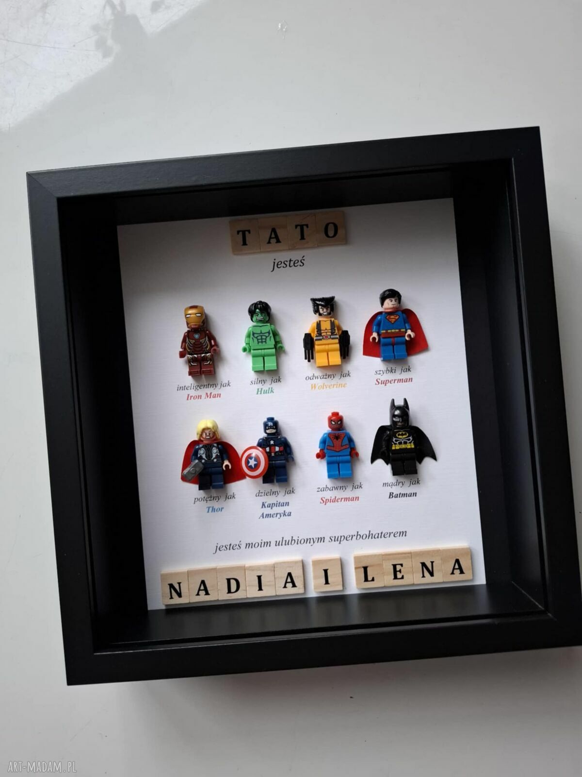 Personalizowana ramka z superbohaterami na Dzień Ojca, Dzień Nauczyciela i Walentynki