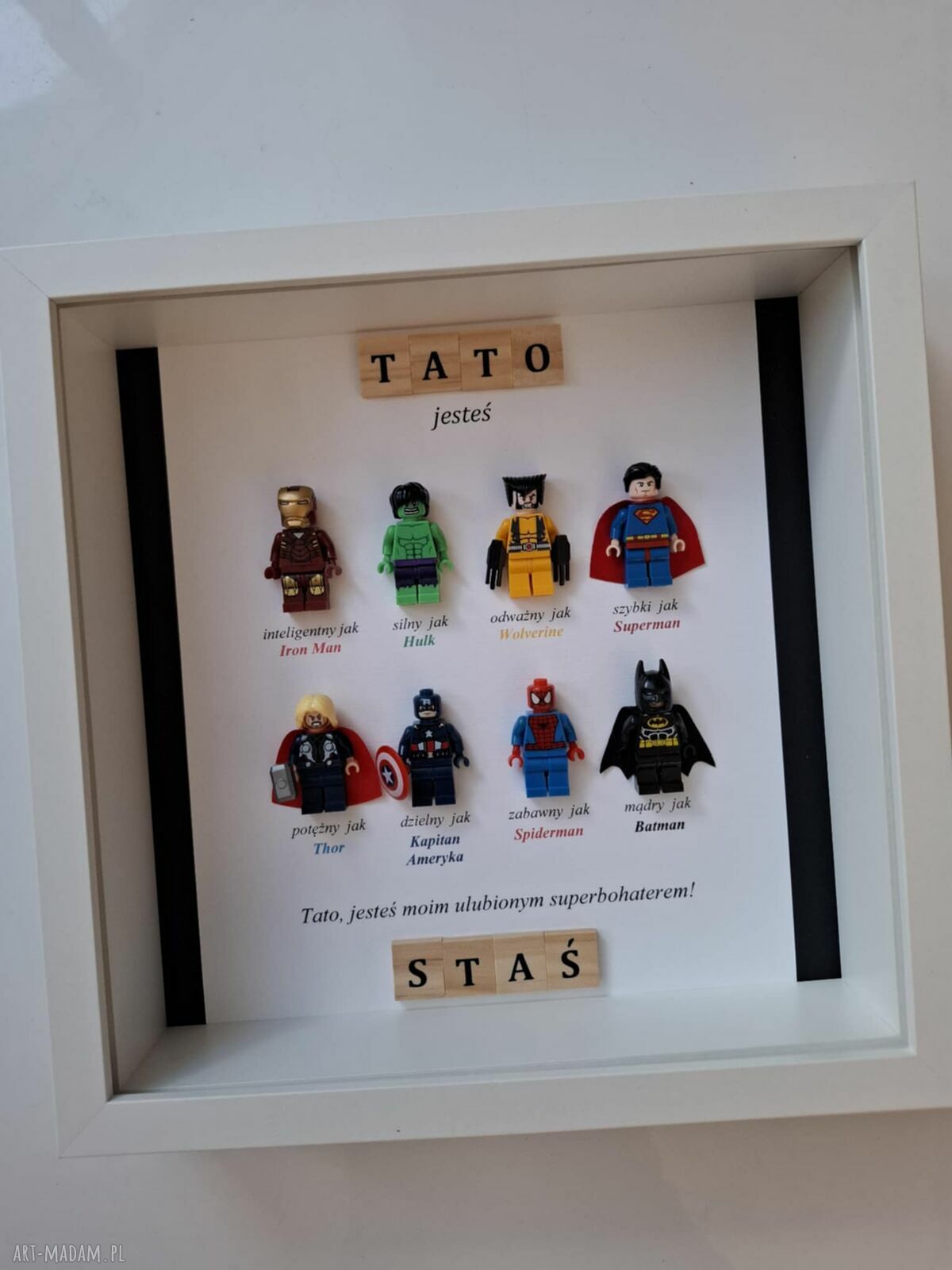 Personalizowana ramka z superbohaterami na Dzień Ojca, Dzień Nauczyciela i Walentynki