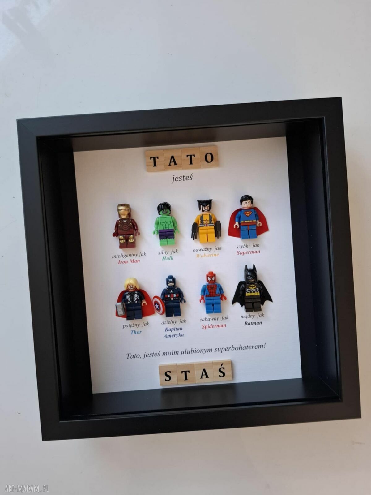 Personalizowana ramka z superbohaterami na Dzień Ojca, Dzień Nauczyciela i Walentynki