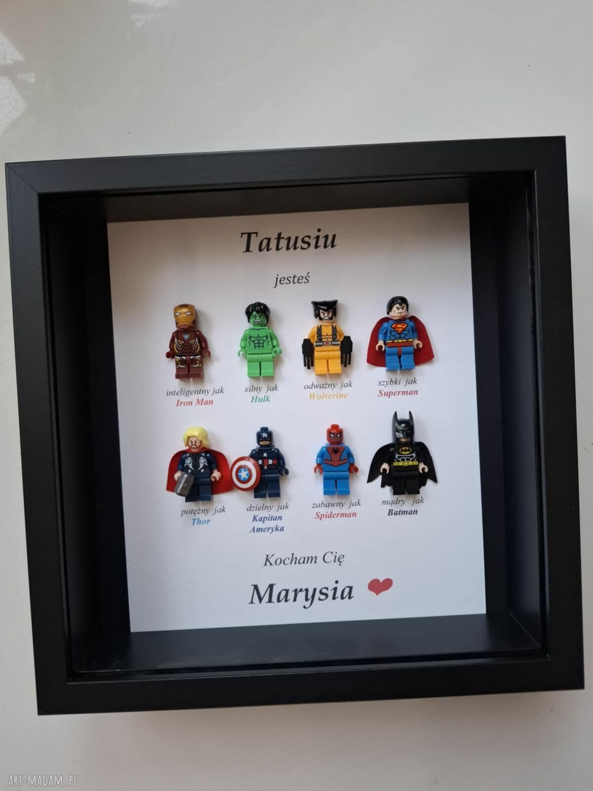 Personalizowana ramka z superbohaterami na Dzień Ojca, Dzień Nauczyciela i Walentynki