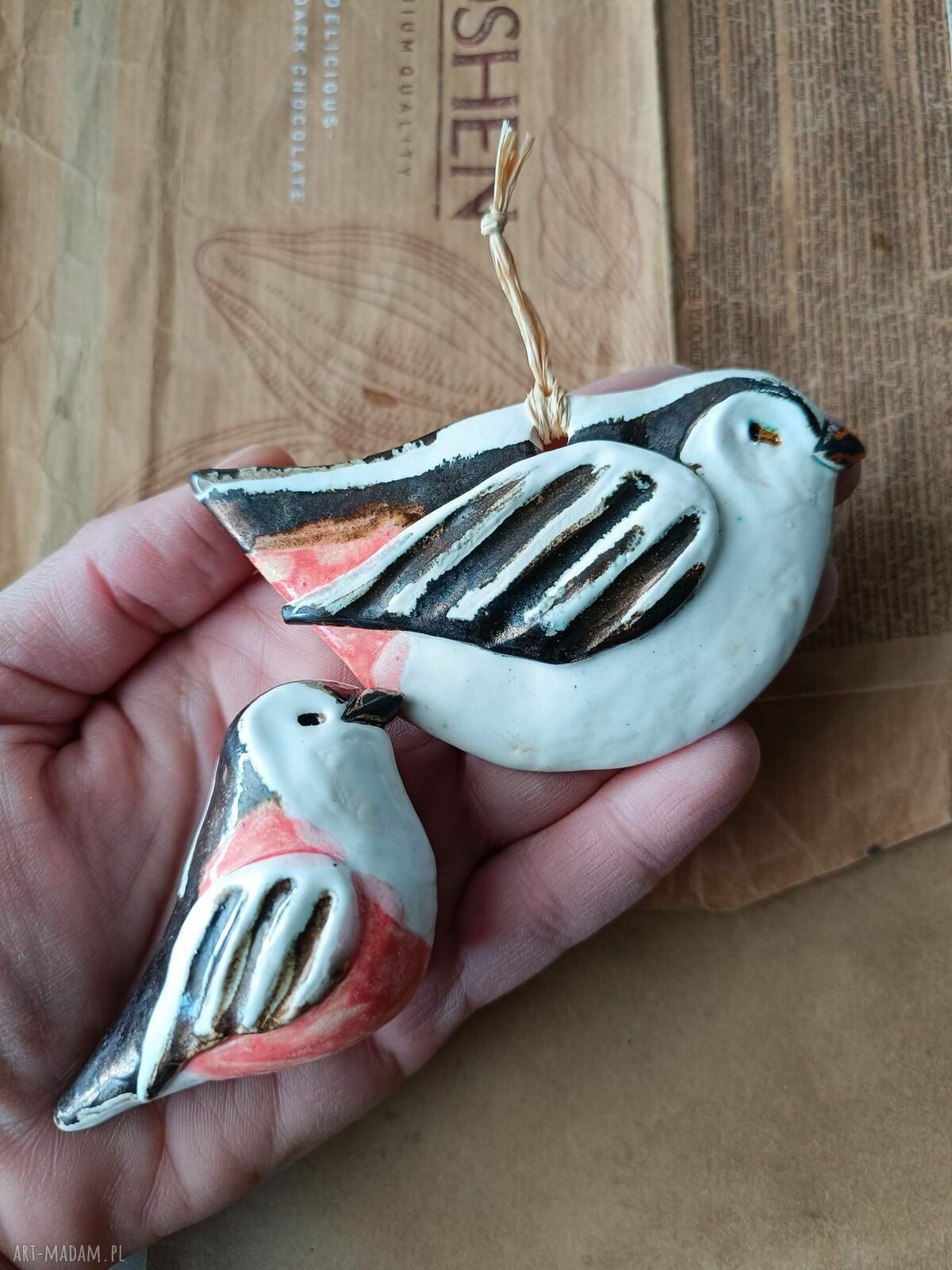 Raniuszki - zestaw 2 ceramicznych ptaszków