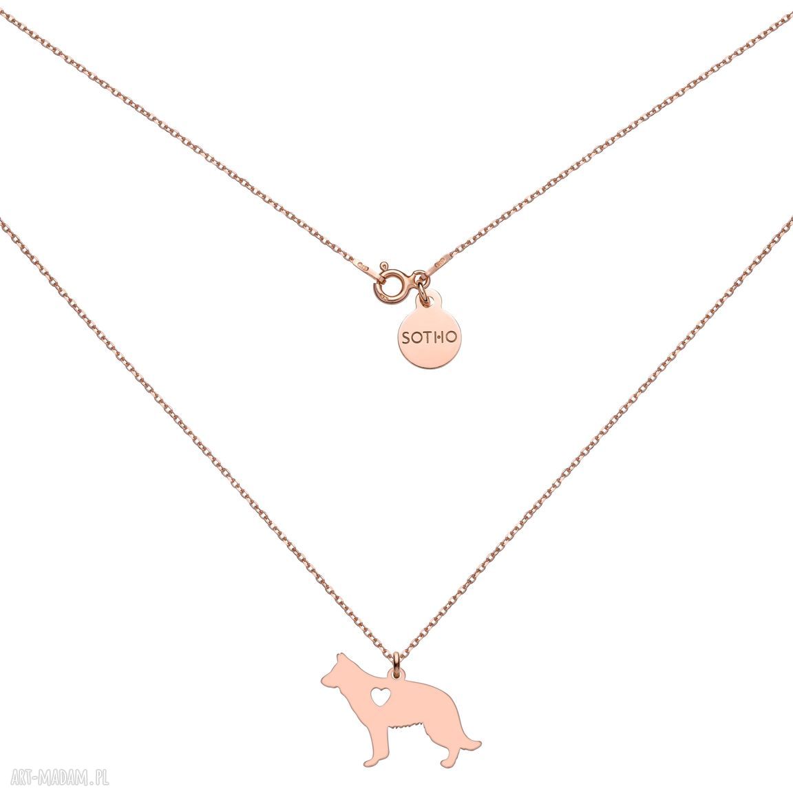 Naszyjnik psem owczarek niemiecki różowego złota pies rasa
