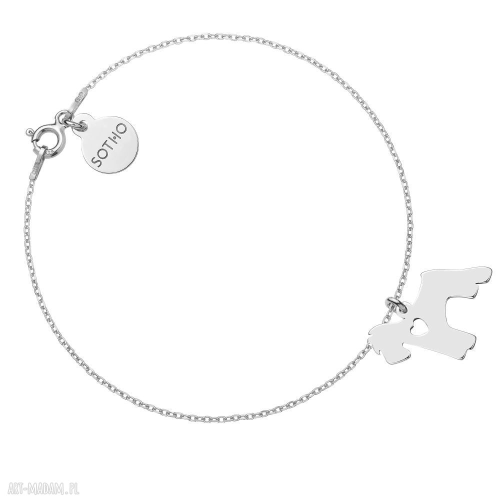 Srebrna bransoletka psem rasy sznaucer pies zwierzak pupil