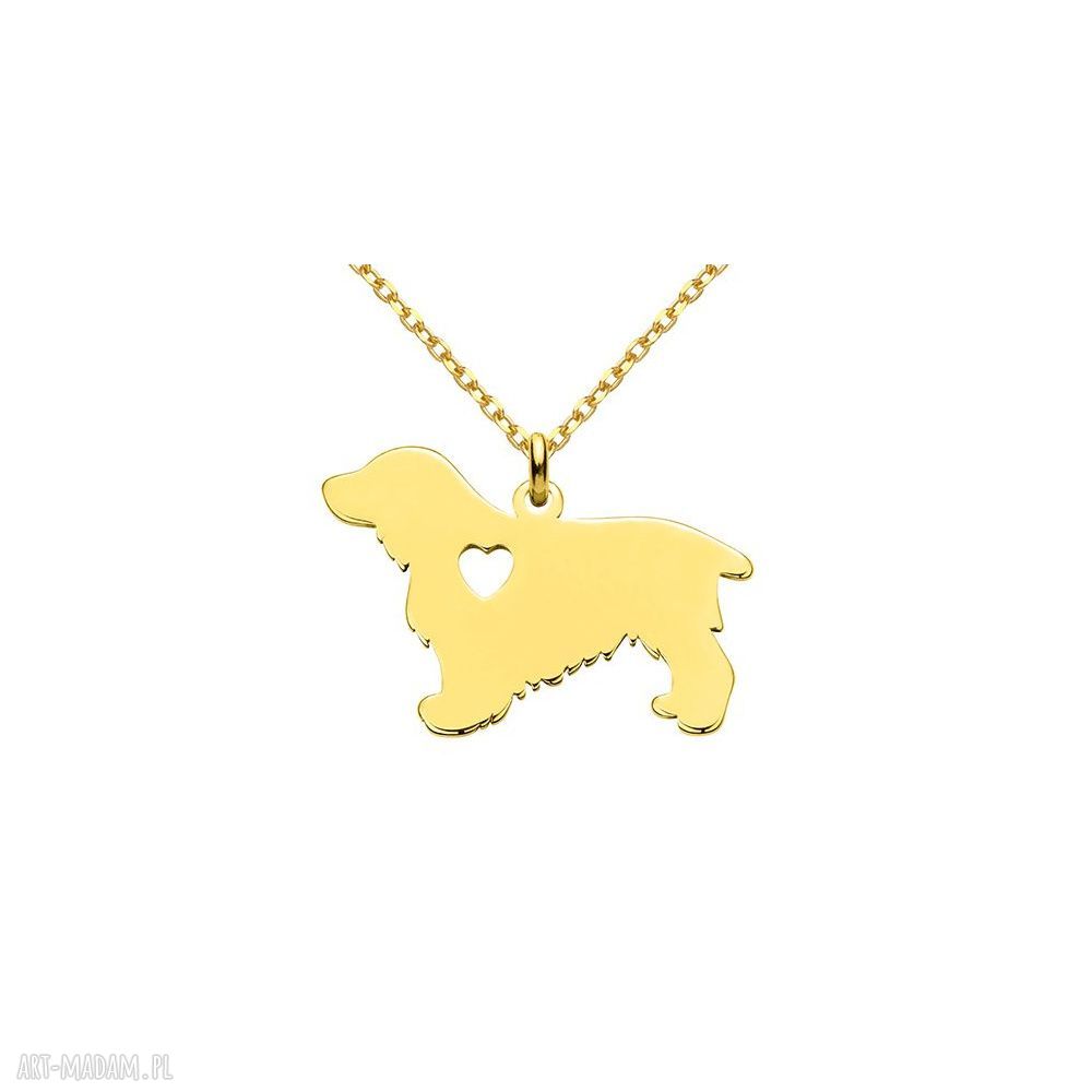 naszyjniki: Złoty naszyjnik z psem rasy cocker spaniel ręcznie robione