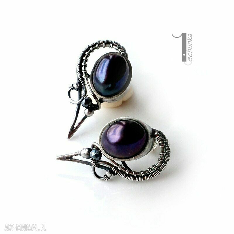 kolczyki: Raven srebrne kolczyki z perłami hand made