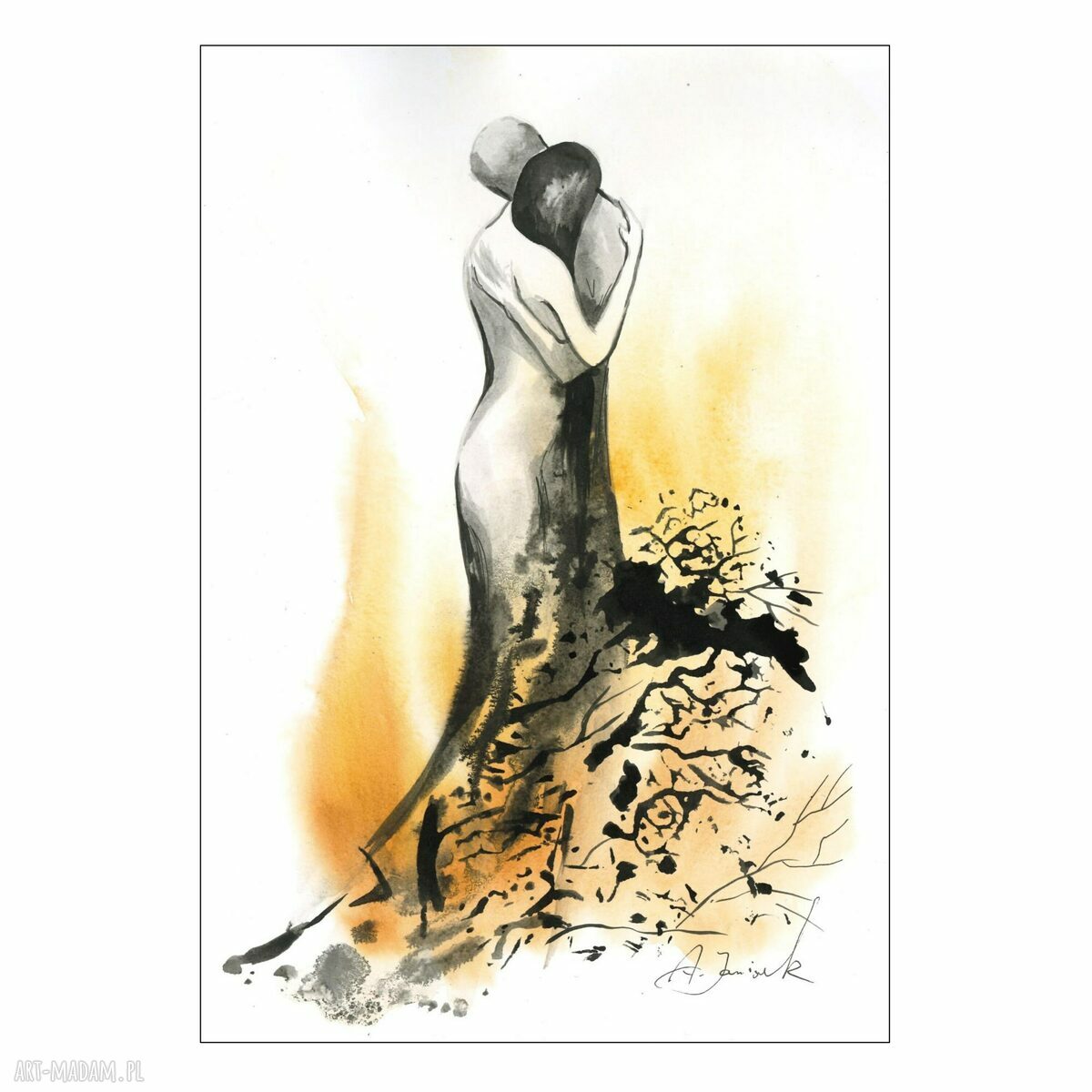 Akwarela "Razem" 21x30 cm - para i czułość w Twoim wnętrzu