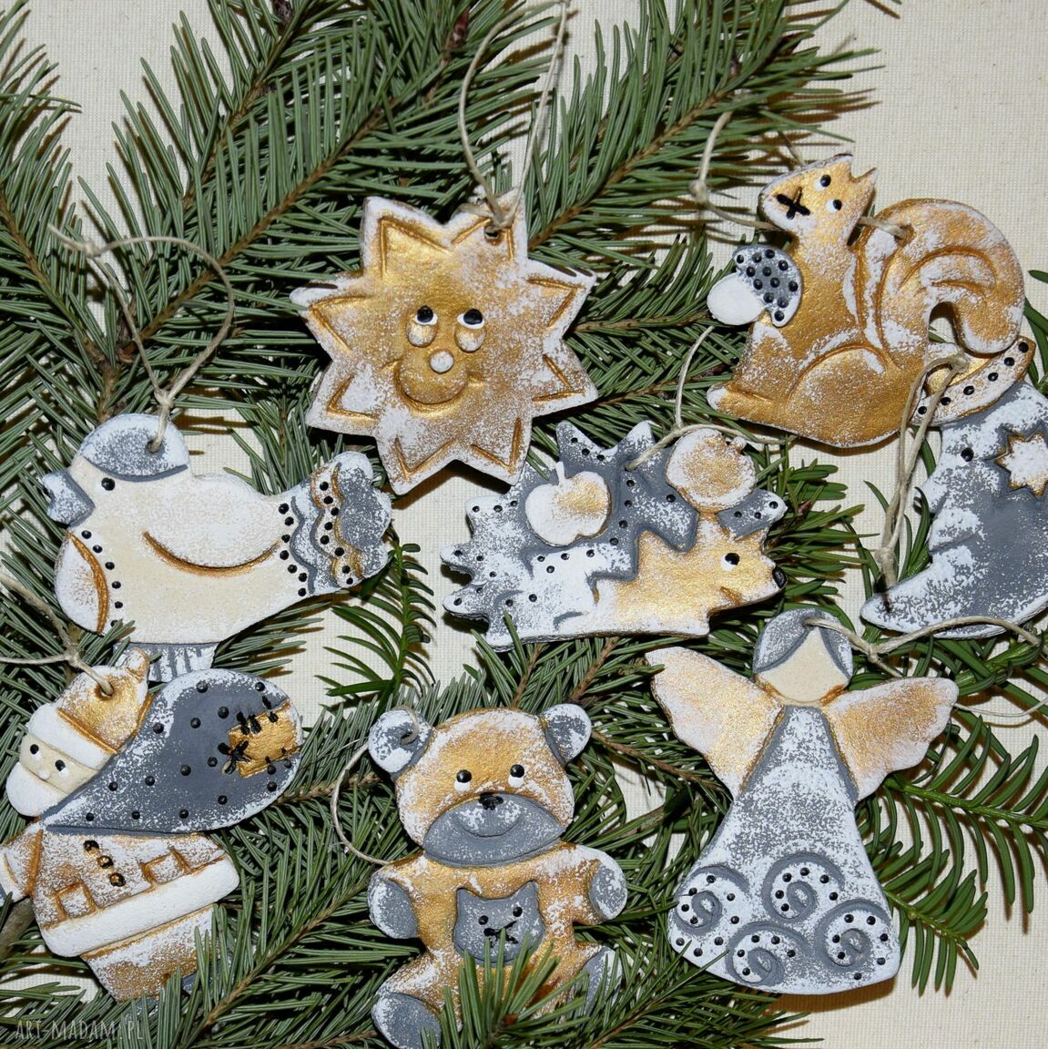 Razem na choince - komplet 8 ozdób choinkowych z masy solnej