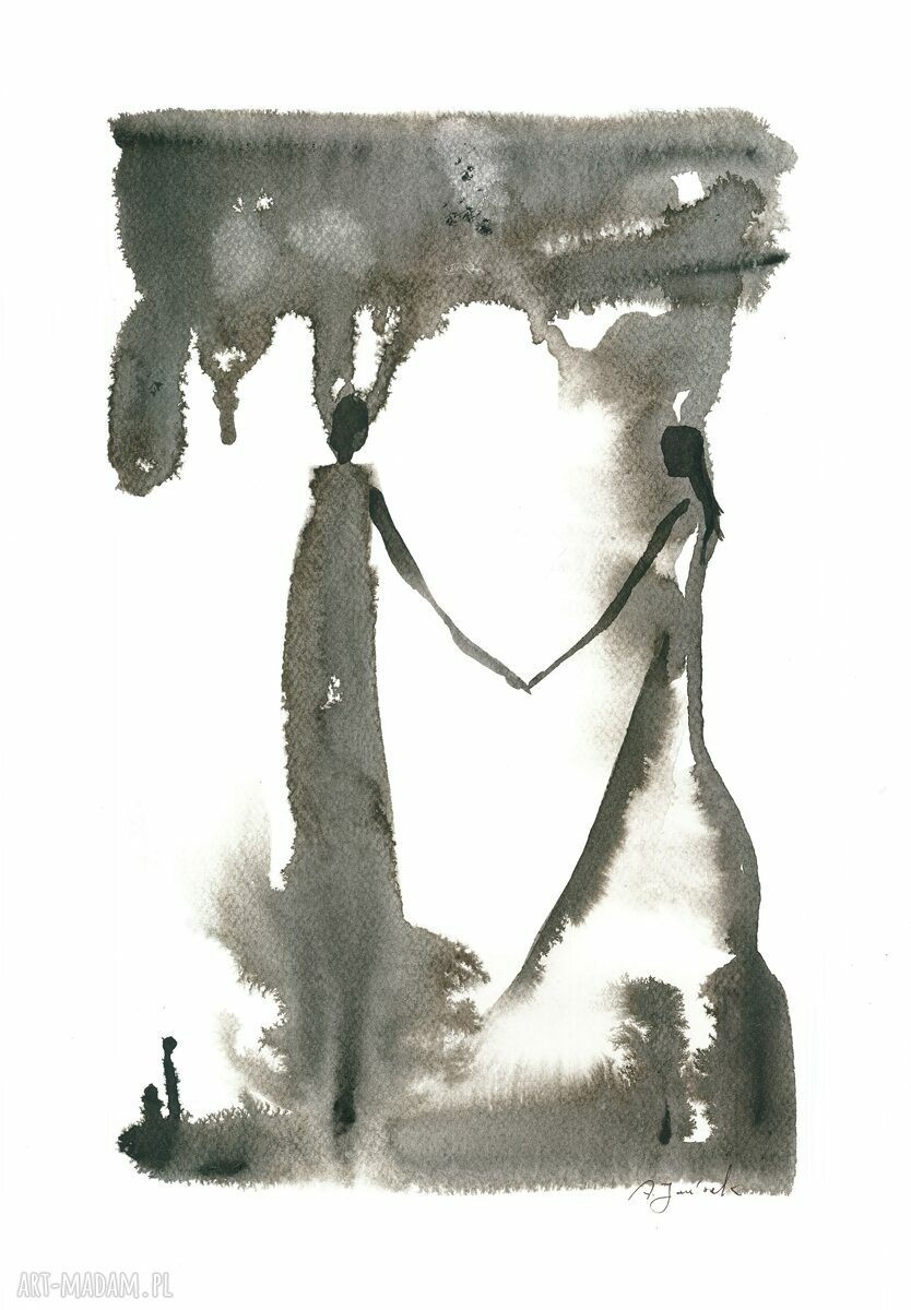 „RAZEM” - autorska grafika ręcznie malowana 30x42 cm