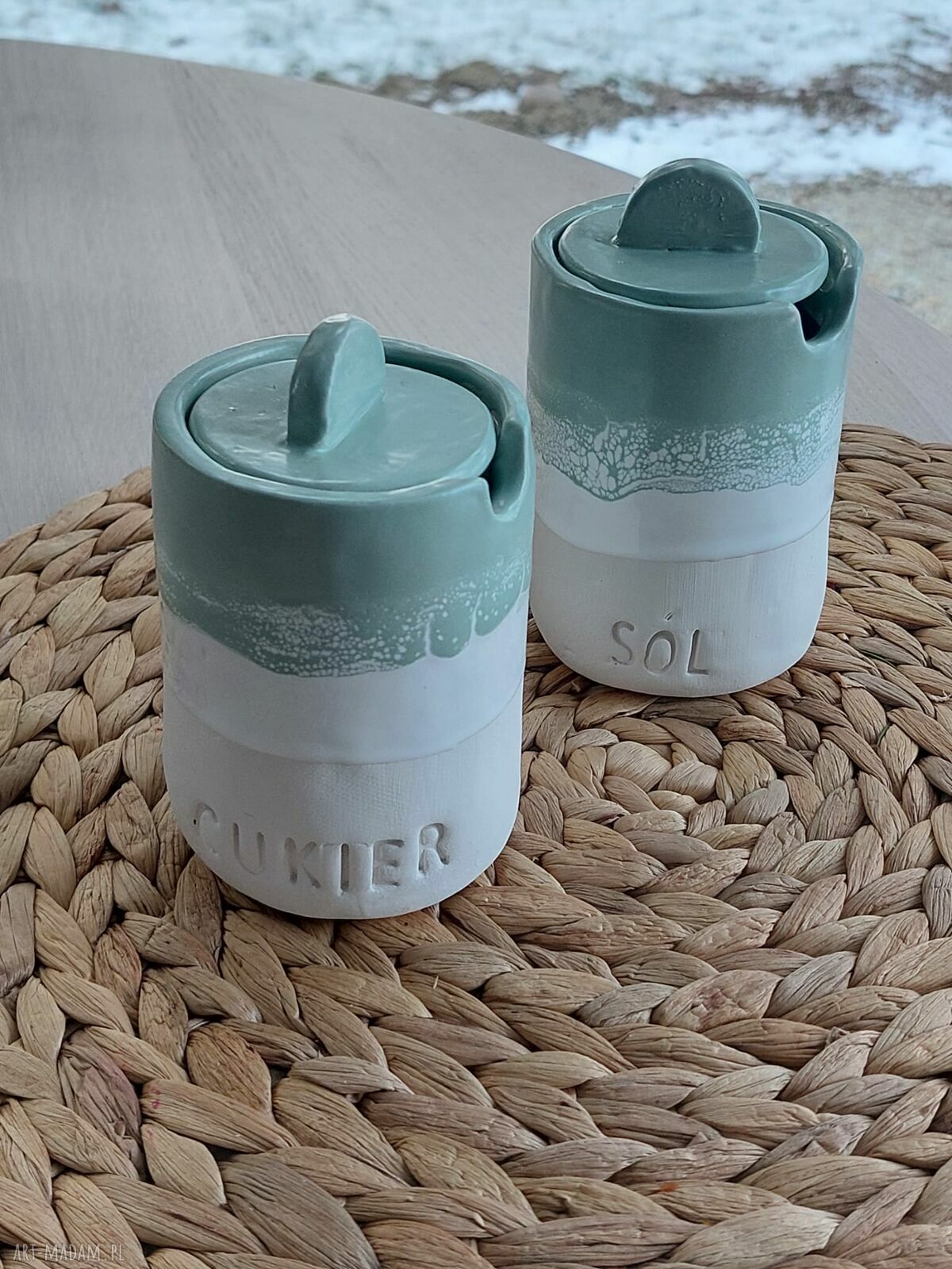Ceramiczne pojemniki na sól i cukier do kuchni - ręcznie robione NOWdeco