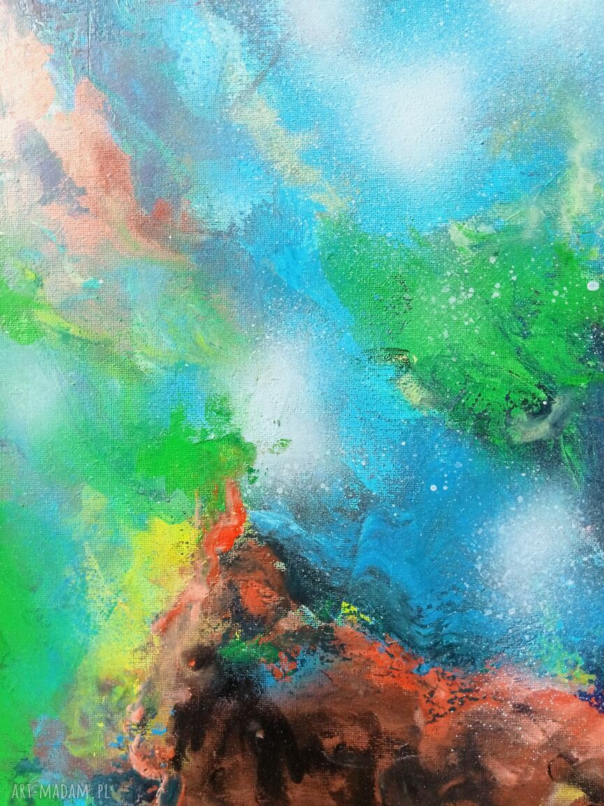Kosmiczny taniec - obraz ręcznie malowany na płótnie 50x50 cm