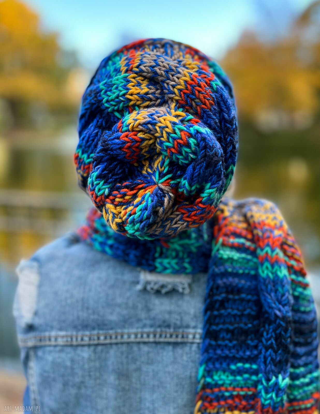 Długi szal na drutach „Górski Potok” - handmade ciepło dla Ciebie