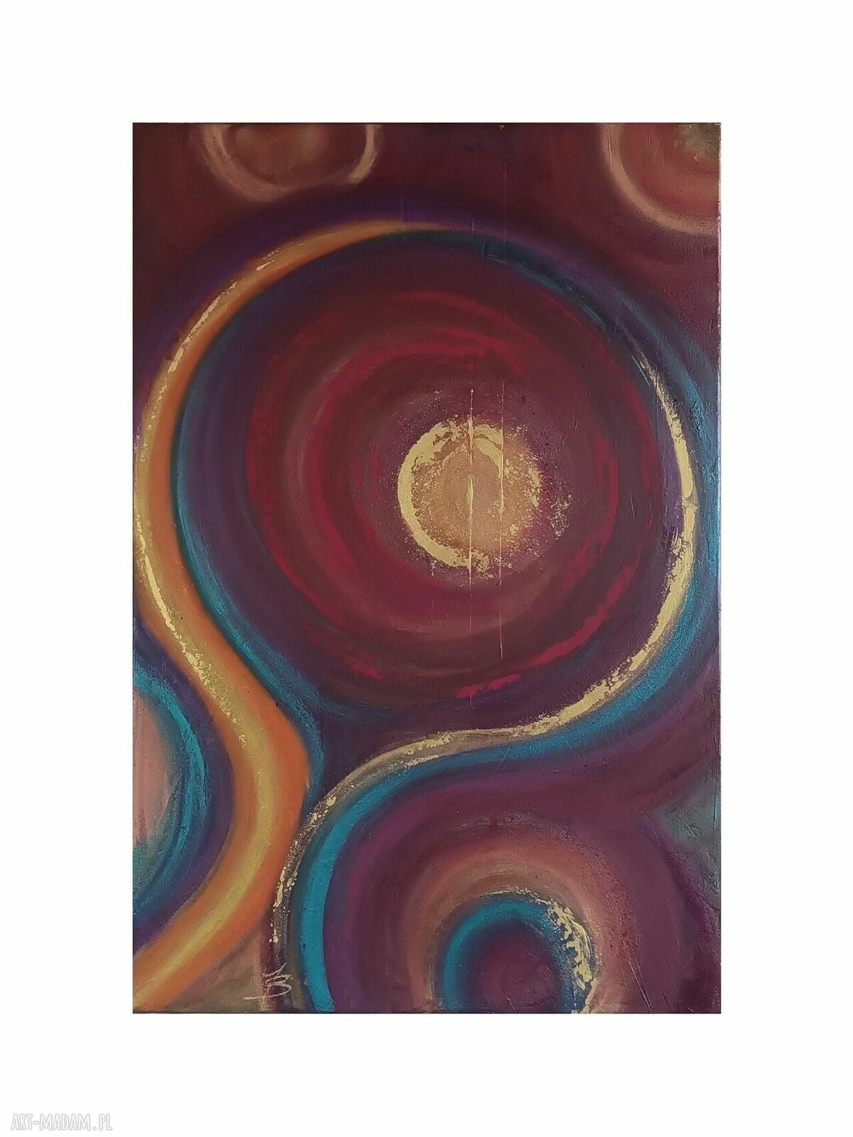 Ręcznie malowana abstrakcja 60x90 - akryl na płótnie do salonu
