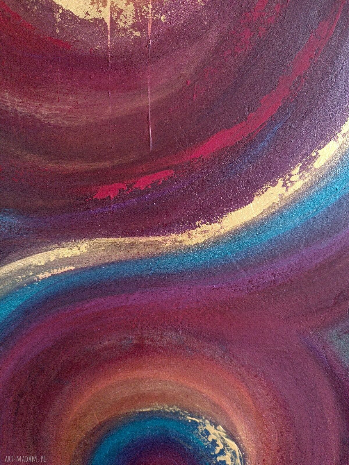 Ręcznie malowana abstrakcja 60x90 - akryl na płótnie do salonu