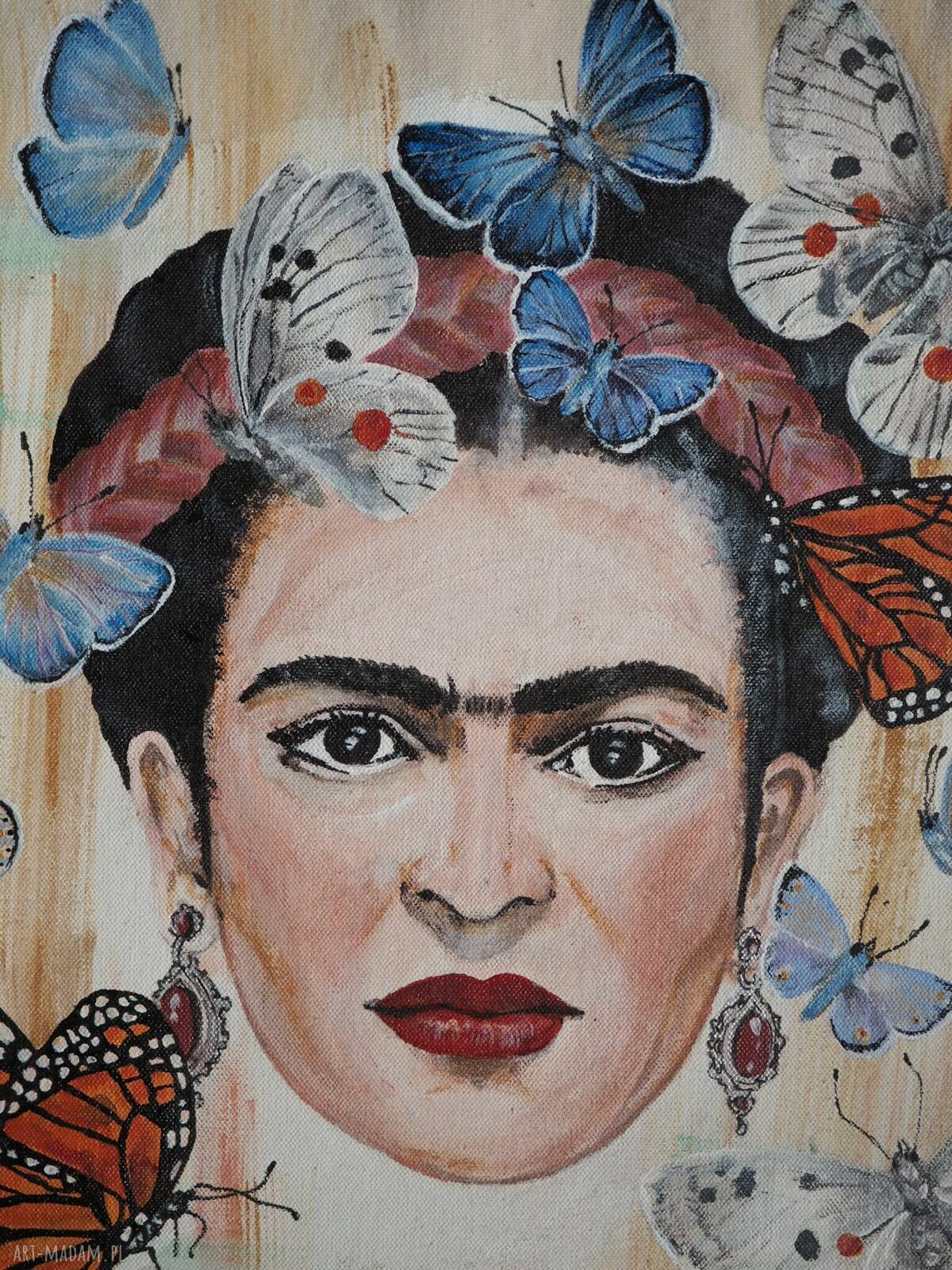 Ręcznie malowana płócienna torba na ramię FRIDA Kahlo