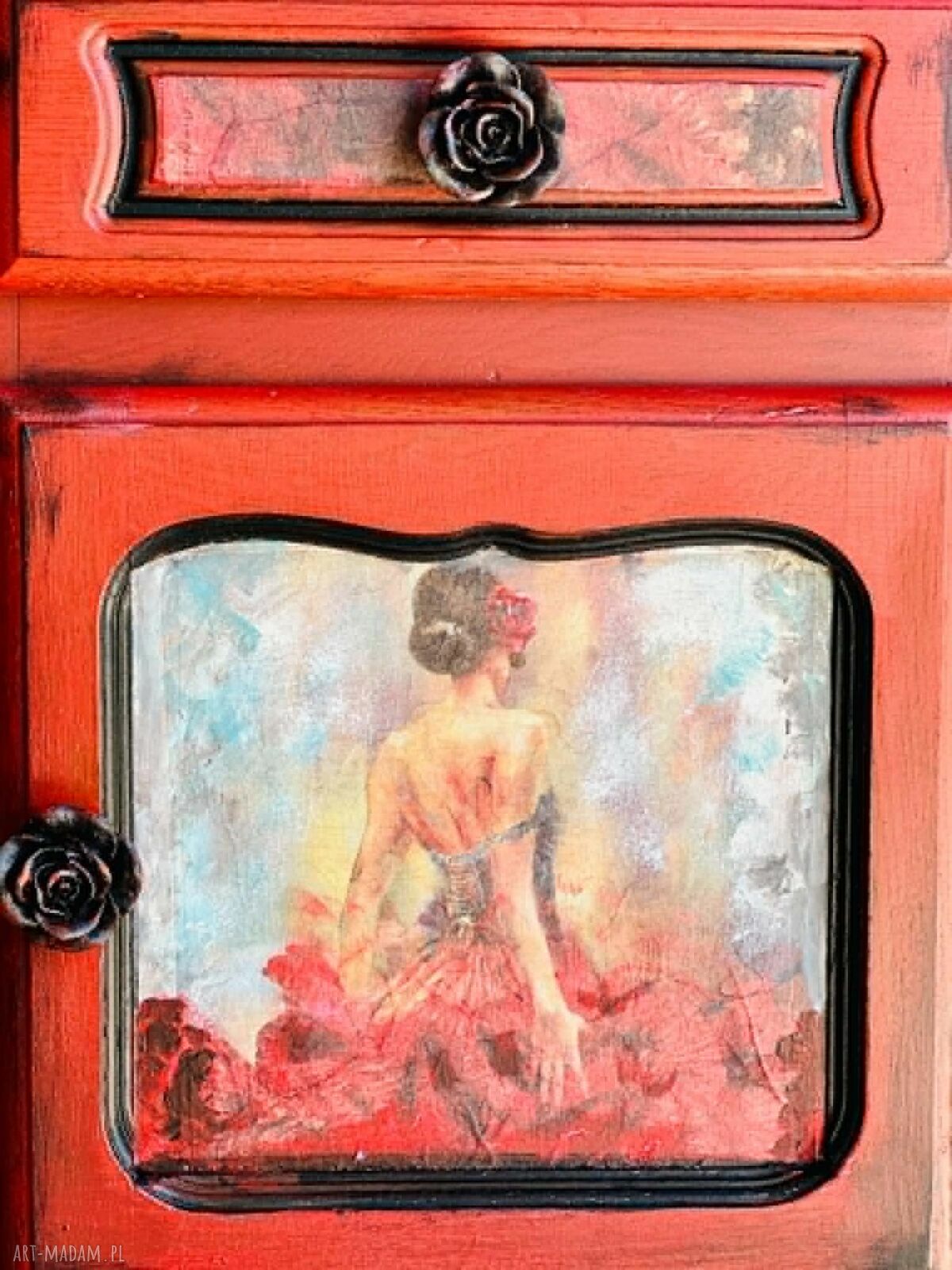 Ręcznie malowana szafka inspirowana flamenco, unikat