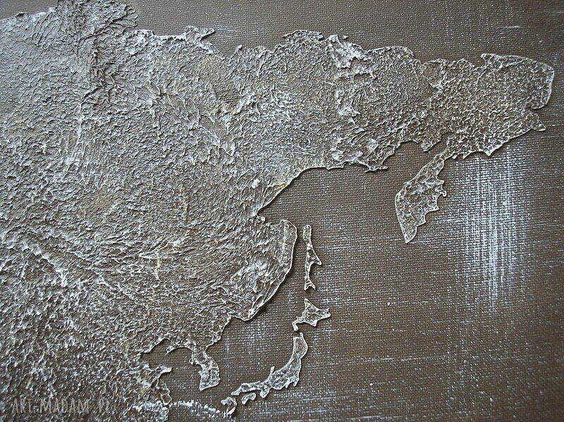 ręcznie malowana MAPA ŚWIATA - 01 - 126x70cm obraz