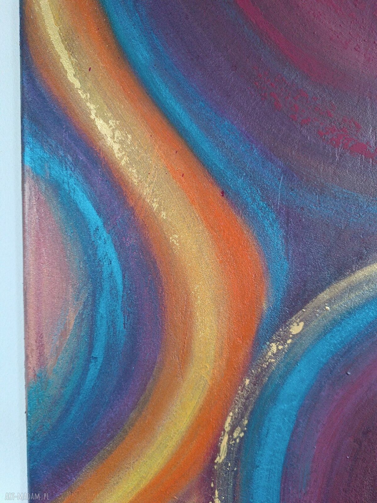 Ręcznie malowana abstrakcja 60x90 - akryl na płótnie do salonu