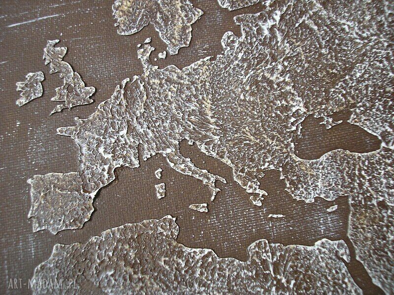 ręcznie malowana MAPA ŚWIATA - 01 - 126x70cm obraz