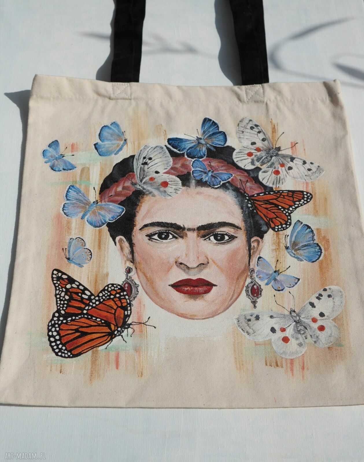 Ręcznie malowana płócienna torba na ramię FRIDA Kahlo