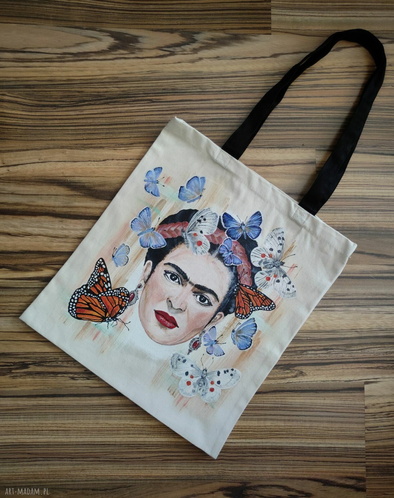Ręcznie malowana płócienna torba na ramię FRIDA Kahlo