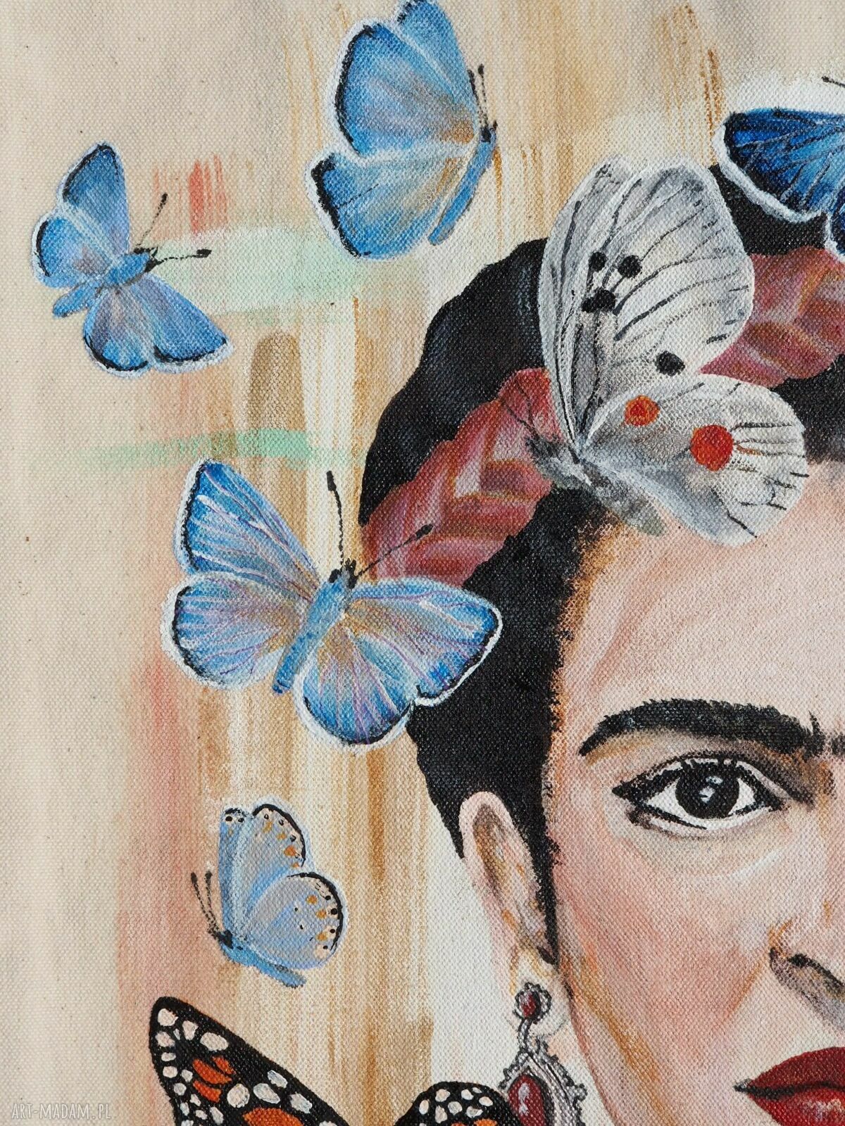 Ręcznie malowana płócienna torba na ramię FRIDA Kahlo