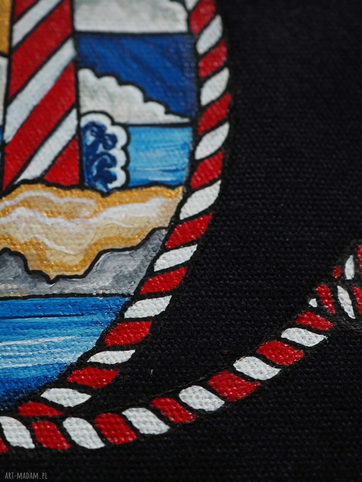 Ręcznie malowana płócienna kosmetyczka Żeglarz z latarnią morską - walentynki dla chłopaka