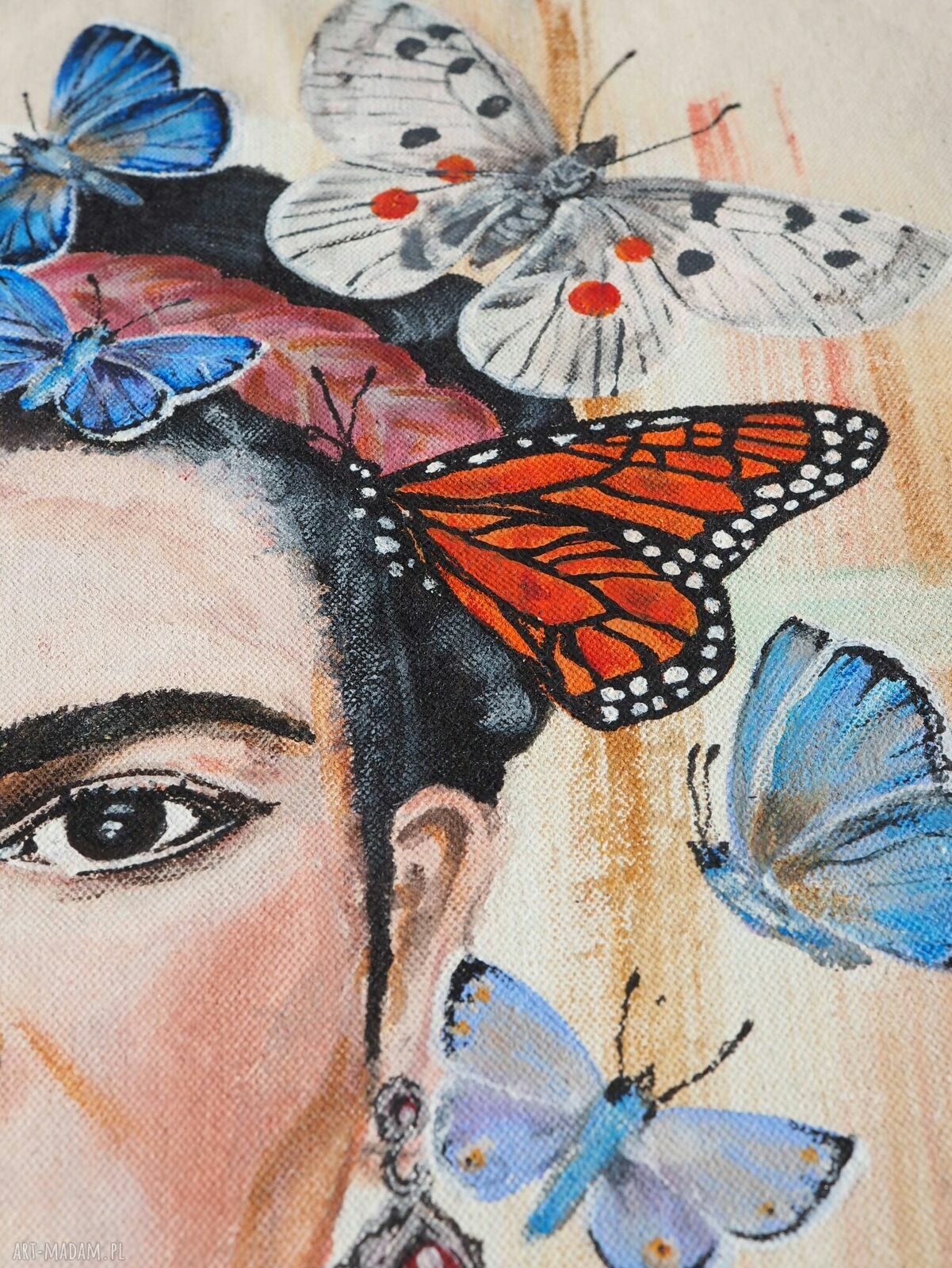 Ręcznie malowana płócienna torba na ramię FRIDA Kahlo