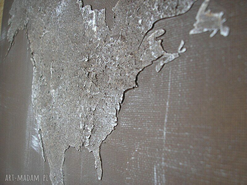 ręcznie malowana MAPA ŚWIATA - 01 - 126x70cm obraz