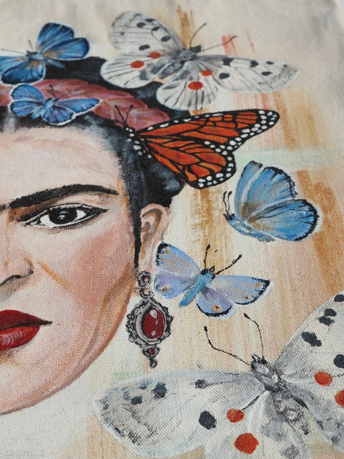 Ręcznie malowana płócienna torba na ramię FRIDA Kahlo