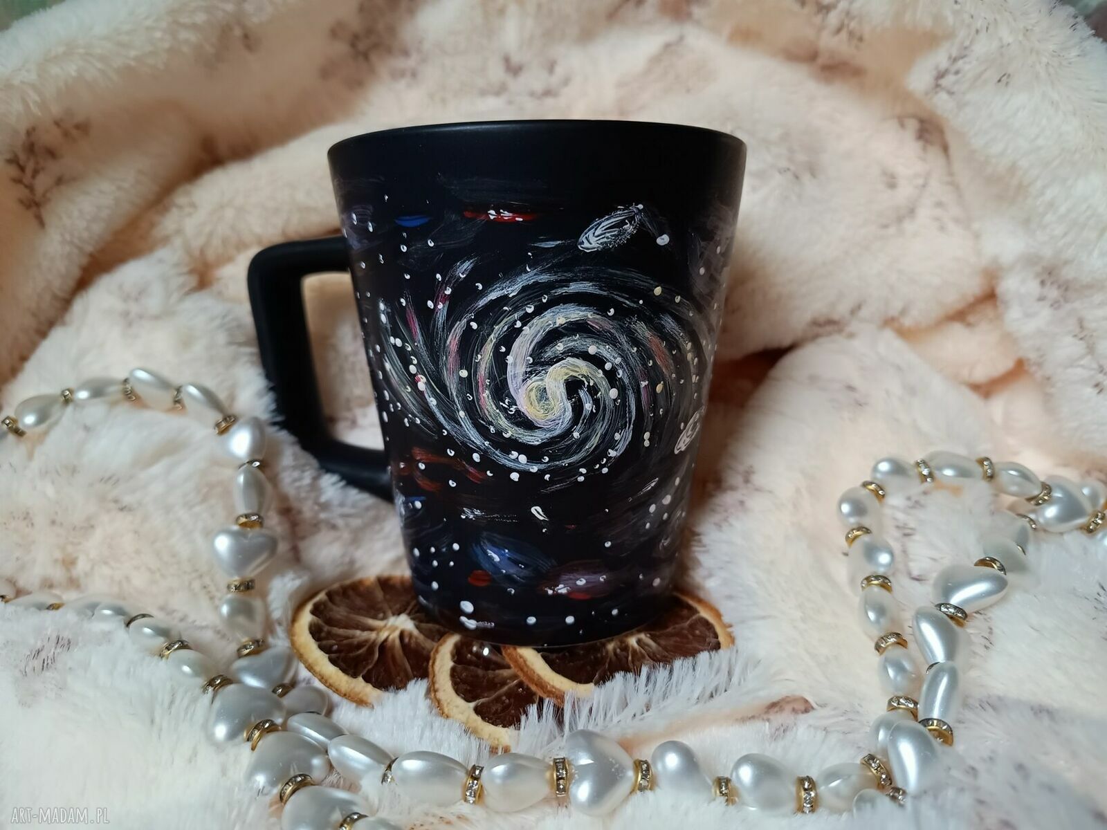 Ręcznie malowane kosmiczne koty - kubek porcelanowy 300 ml