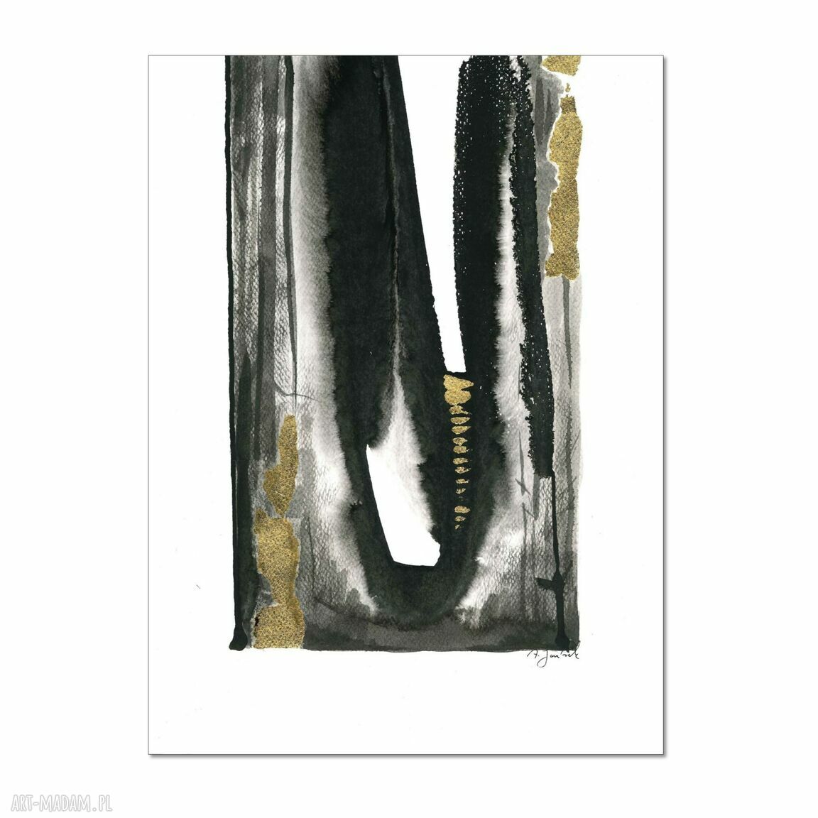 Ręcznie malowane i złocone grafiki "Lasowe impresje" - abstrakcja 3 x 30 x 40 cm