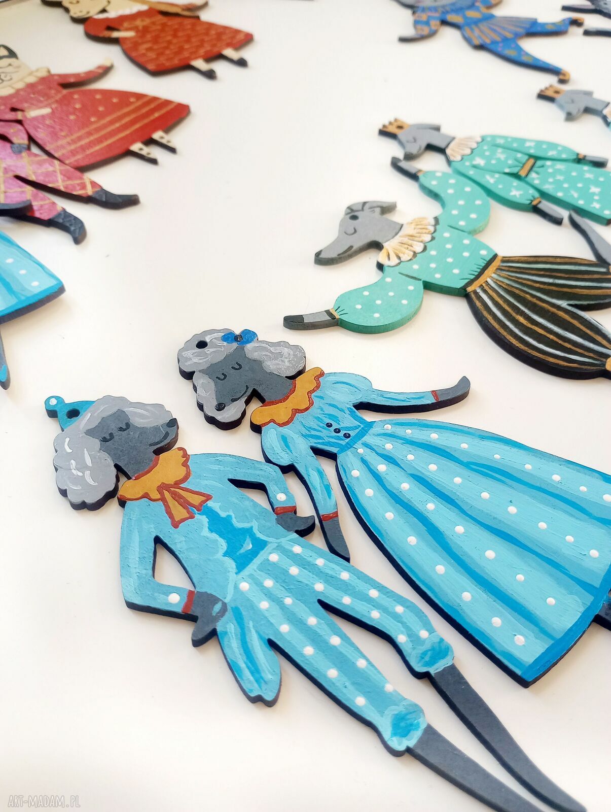 Ręcznie malowane zawieszki na choinkę - para charcików włoskich