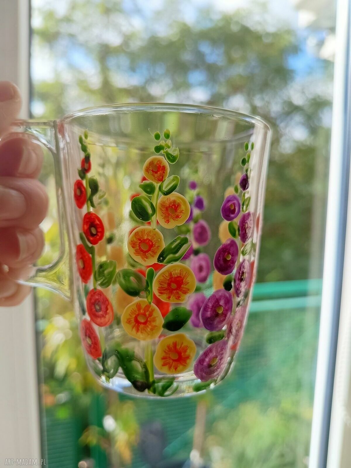 Ręcznie malowana szklanka Malwy 250 ml