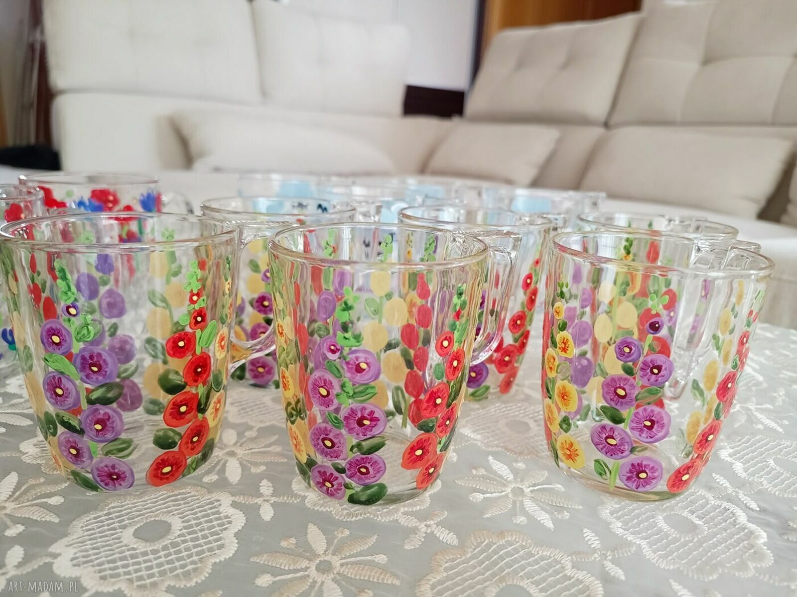 Ręcznie malowana szklanka Malwy 250 ml
