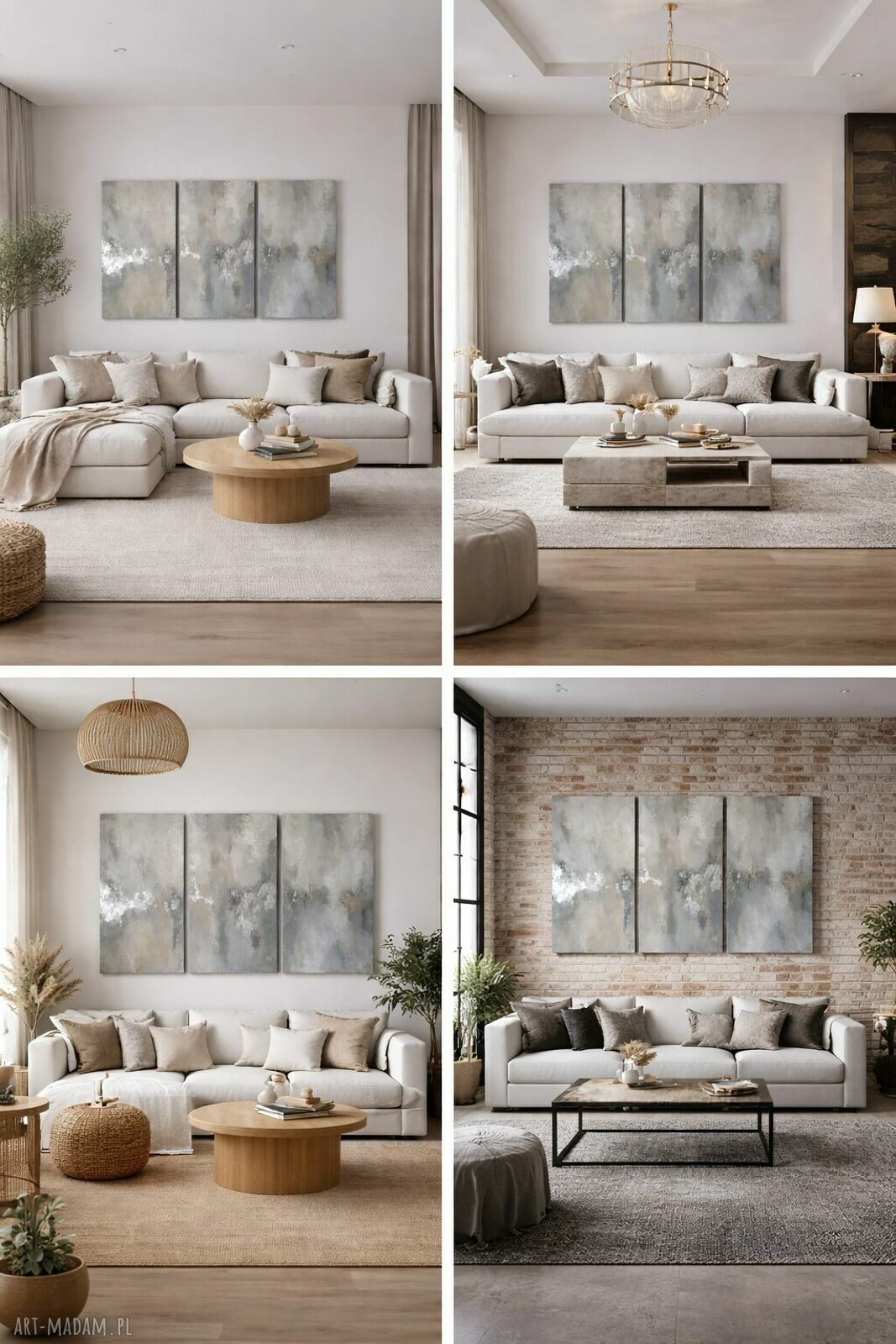 Tryptyk abstrakcja XXL 90x150 cm - ręcznie malowany